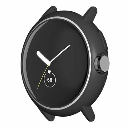 For Google Pixel Watch Hard PC Bumper Frame Cover Edge Protector with 20mm Adapter Connector+White