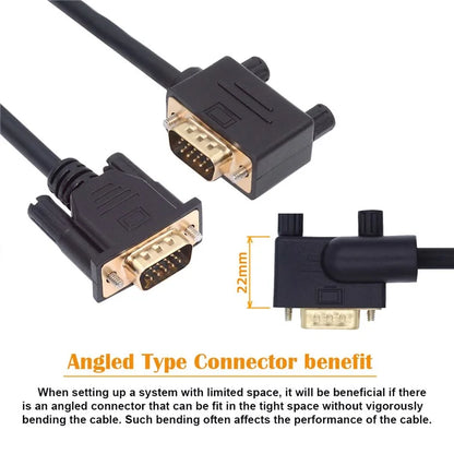 DB-007-RI-1.0M 90 Degree Right Angled VGA RGB Male to Straight Male Extension Cable 3COAX+6C