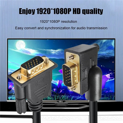 DB-007-RI-1.0M 90 Degree Right Angled VGA RGB Male to Straight Male Extension Cable 3COAX+6C