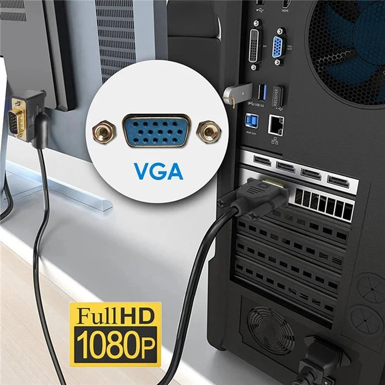 DB-007-RI-1.0M 90 Degree Right Angled VGA RGB Male to Straight Male Extension Cable 3COAX+6C