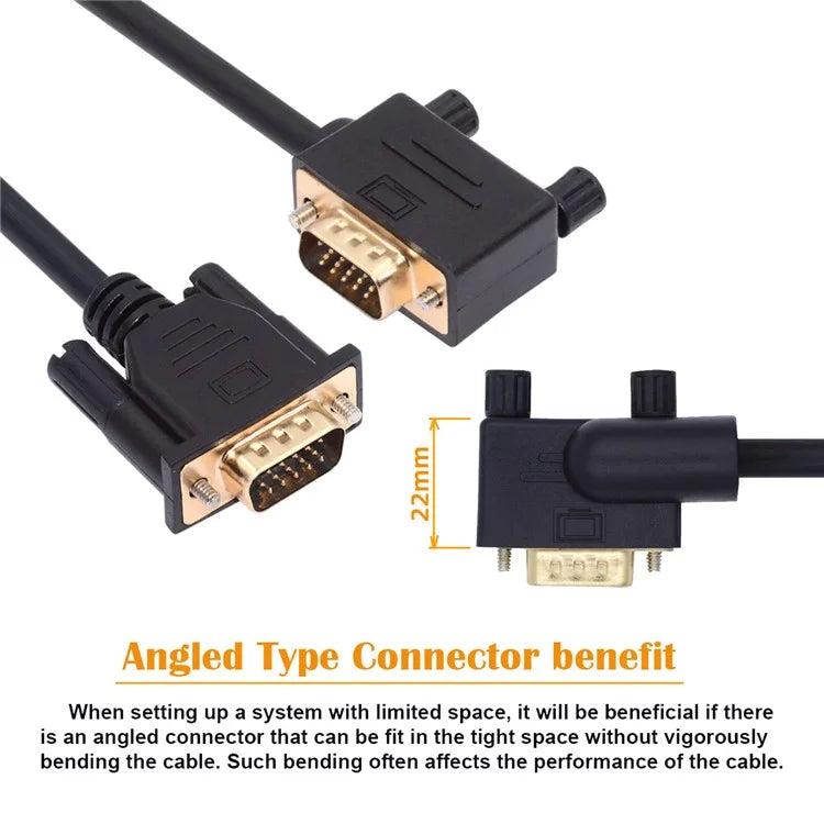 DB-007-LE-1.0M 3COAX+6C 90 Degree Left Angled VGA RGB Male to Straight Male Extension Cable