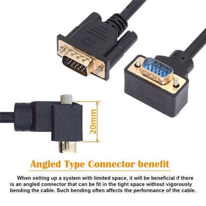 DB-007-UP-1.0M For Monitor / Projector / Computer Up Angled VGA RGB Male to Straight Male Extension Cable 3COAX+6C