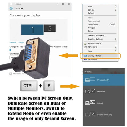 DB-007-UP-1.0M For Monitor / Projector / Computer Up Angled VGA RGB Male to Straight Male Extension Cable 3COAX+6C