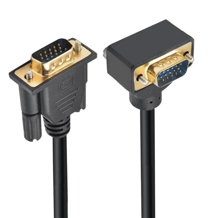 DB-007-DN-1.0M Down Angled VGA RGB Male to Straight Male Extension Cable 3COAX+6C for Monitor / Projector / Computer