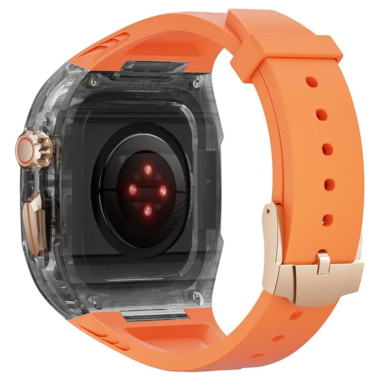 For Apple Watch Series 7 / 8 / 9 45mm / Watch Ultra 2 / Ultra 49mm TPU Watch Band with PC Case Black