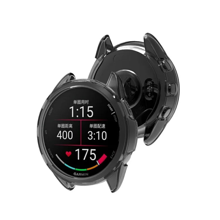 For Garmin Forerunner 165 Watch Case Half Cover Anti-drop TPU Watch Frame Black