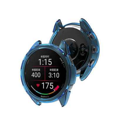 For Garmin Forerunner 165 Watch Case Half Cover Anti-drop TPU Watch Frame Blue