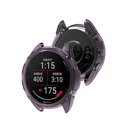 For Garmin Forerunner 165 Watch Case Half Cover Anti-drop TPU Watch Frame Purple