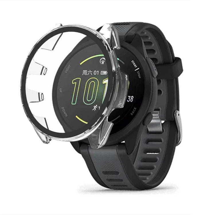 For Garmin Forerunner 165 Watch Case Hard PC Cover with Tempered Glass Screen Protector