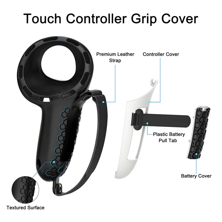 1 Pair For Meta Quest 3 Handle Controller Cover VR Hand Grip Case Easy to Replace Battery