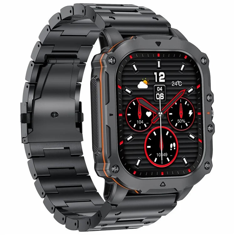 AK72 Smart Watch 1.952 Inch Heart Rate Blood Pressure Monitor Fitness Watch, Steel Strap