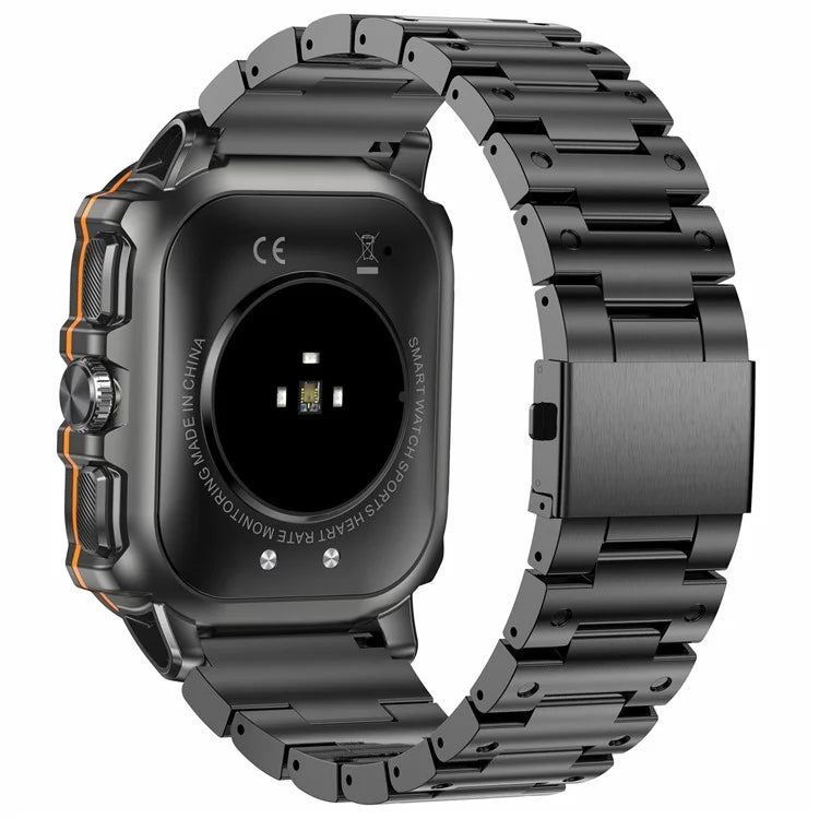 AK72 Smart Watch 1.952 Inch Heart Rate Blood Pressure Monitor Fitness Watch, Steel Strap
