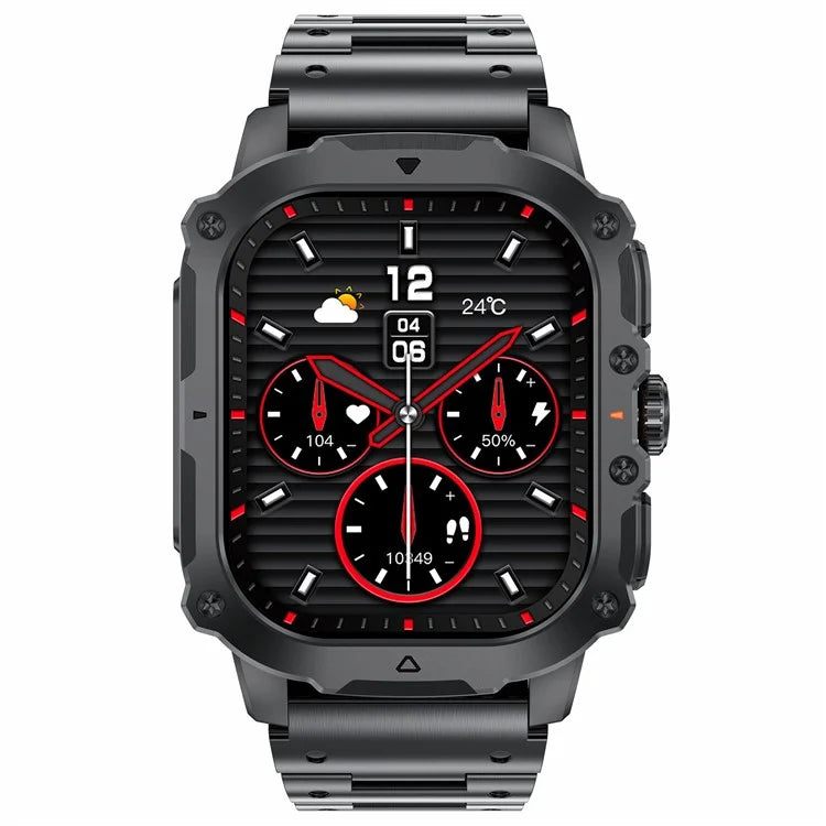 AK72 Smart Watch 1.952 Inch Heart Rate Blood Pressure Monitor Fitness Watch, Steel Strap