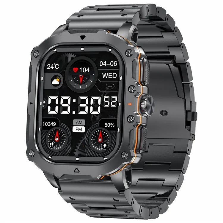 AK72 Smart Watch 1.952 Inch Heart Rate Blood Pressure Monitor Fitness Watch, Steel Strap