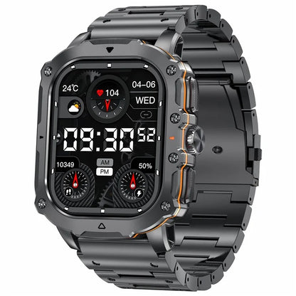 AK72 Smart Watch 1.952 Inch Heart Rate Blood Pressure Monitor Fitness Watch, Steel Strap
