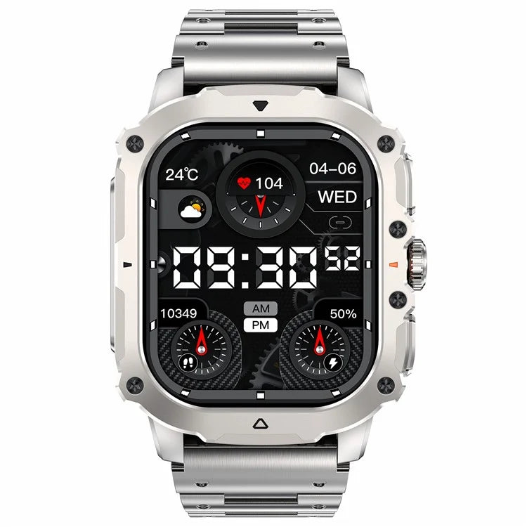 AK72 Smart Watch 1.952 Inch Heart Rate Blood Pressure Monitor Fitness Watch, Steel Strap