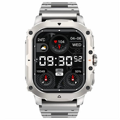 AK72 Smart Watch 1.952 Inch Heart Rate Blood Pressure Monitor Fitness Watch, Steel Strap