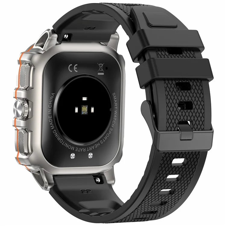 AK72 Smart Watch 1.952 Inch Heart Rate Blood Pressure Monitor Fitness Watch, Silicone Strap