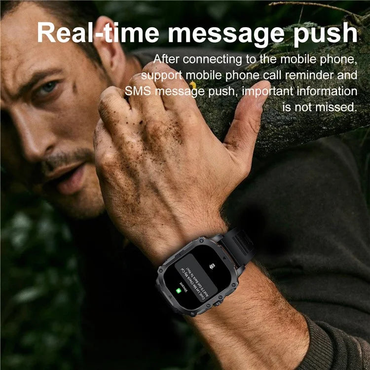AK72 Smart Watch 1.952 Inch Heart Rate Blood Pressure Monitor Fitness Watch, Silicone Strap