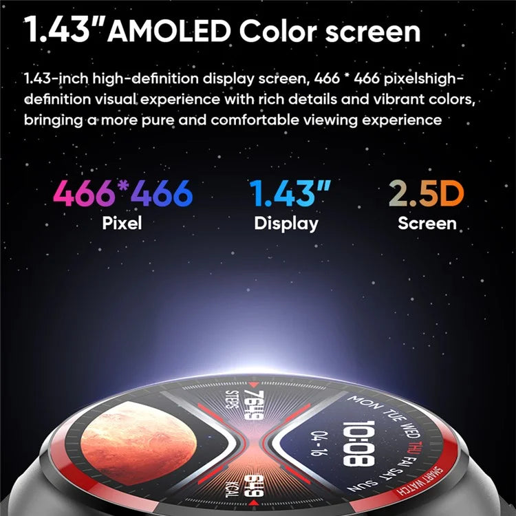 MT78 1.43-inch AMOLED Smart Watch Bluetooth Calling Heart Rate Blood Pressure Monitoring Sports Watch