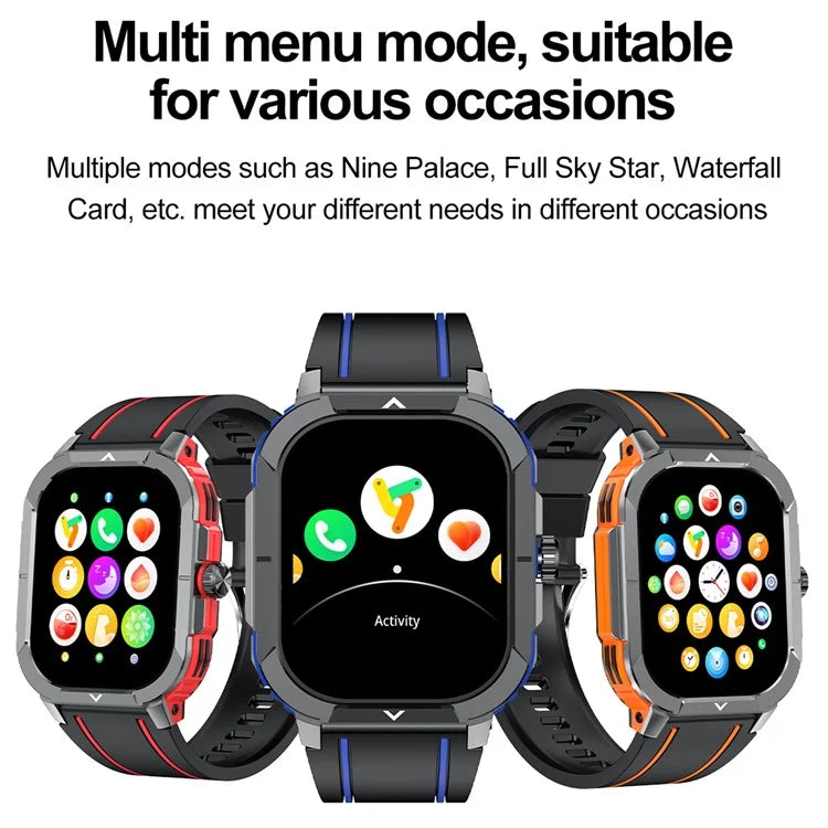 HK56 2.06-inch AMOLED Screen Bluetooth Call Health Monitor Outdoor Sports Smart Watch