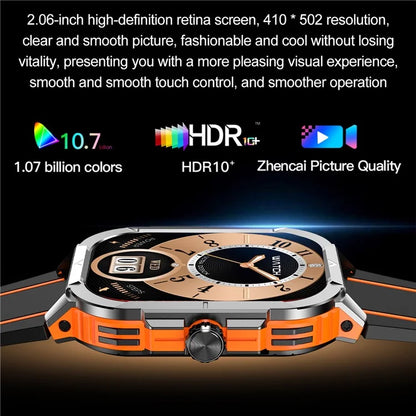 HK56 2.06-inch AMOLED Screen Bluetooth Call Health Monitor Outdoor Sports Smart Watch