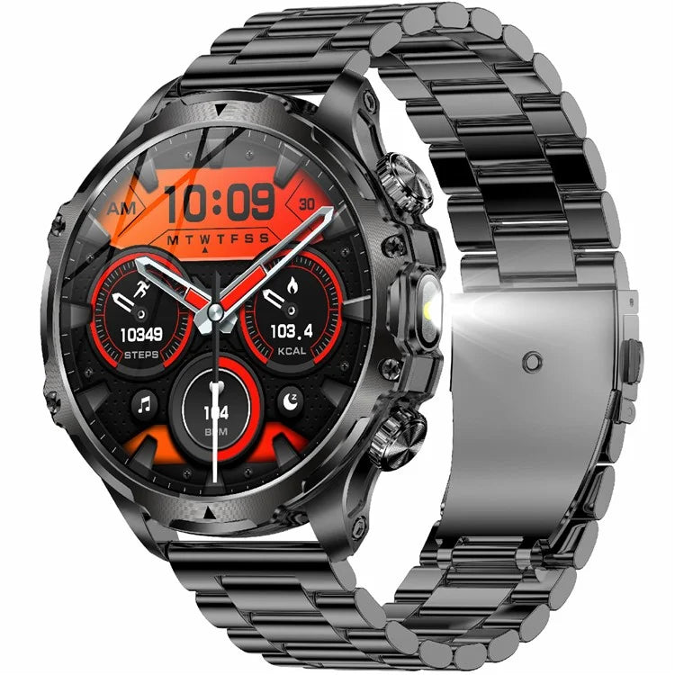 AK75 Steel Strap Smart Watch Bluetooth Call Waterproof Health Monitoring Sports Watch
