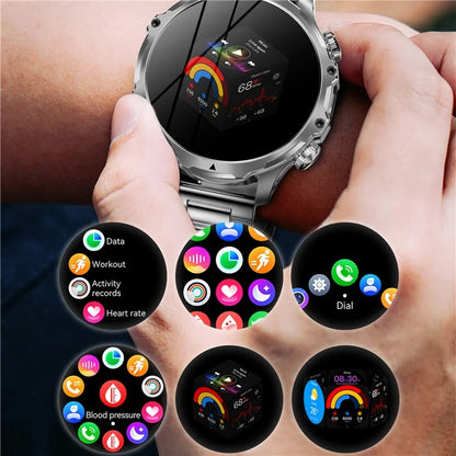 AK75 Steel Strap Smart Watch Bluetooth Call Waterproof Health Monitoring Sports Watch