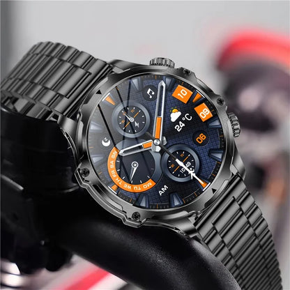 AK75 Steel Strap Smart Watch Bluetooth Call Waterproof Health Monitoring Sports Watch