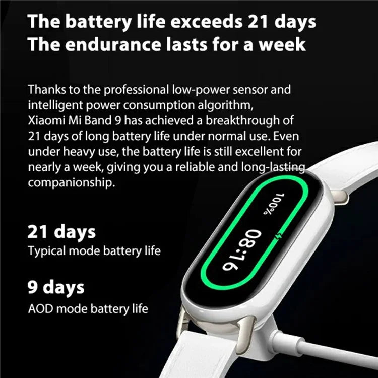 XIAOMI Mi Band 9 M2345B1 Standard Version Smart Bracelet Health Monitoring 1.62-inch AMOLED Screen Smart Wristband, TPU Strap