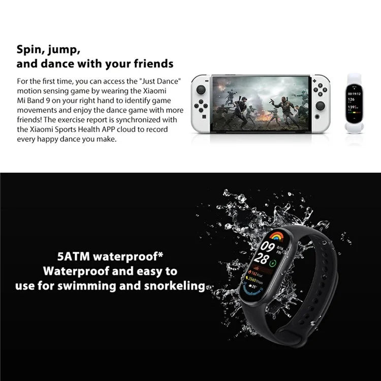 XIAOMI Mi Band 9 M2345B1 Standard Version Smart Bracelet Health Monitoring 1.62-inch AMOLED Screen Smart Wristband, TPU Strap
