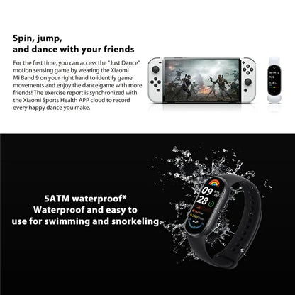 XIAOMI Mi Band 9 M2345B1 Standard Version Smart Bracelet Health Monitoring 1.62-inch AMOLED Screen Smart Wristband, TPU Strap
