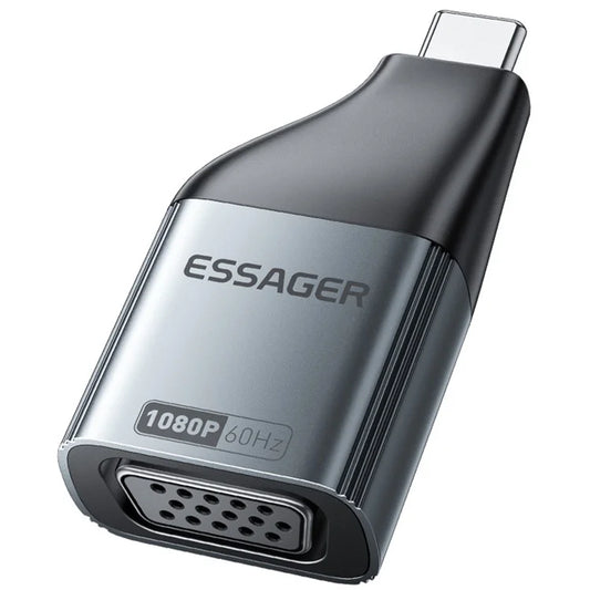 ESSAGER VGA to Type-C HD Video Adapter Aluminum Alloy Converter for Monitor HDTV Projector