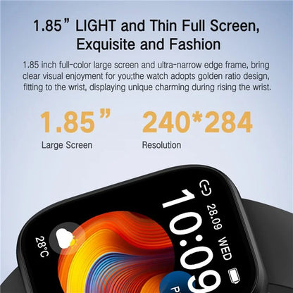 P114 1.85-inch Screen Bluetooth Call Smart Watch Heart Rate Health Monitoring Stylish Sports Watch