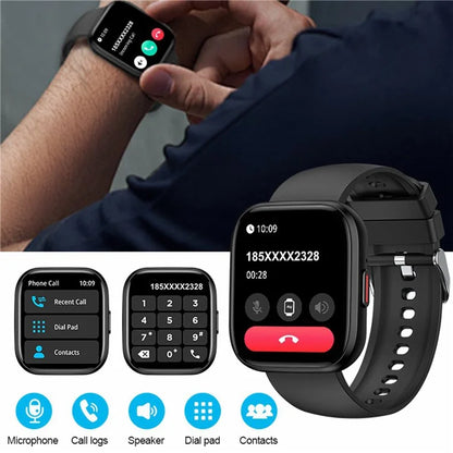 P114 1.85-inch Screen Bluetooth Call Smart Watch Heart Rate Health Monitoring Stylish Sports Watch