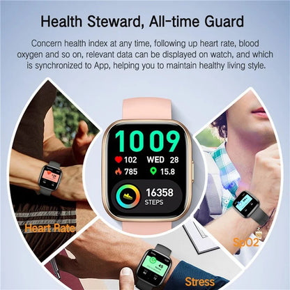 P114 1.85-inch Screen Bluetooth Call Smart Watch Heart Rate Health Monitoring Stylish Sports Watch