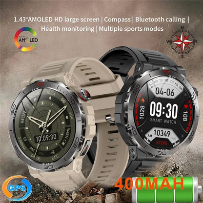 MK68 1.43-inch AMOLED Screen Bluetooth Call Smart Watch Health Monitoring Outdoor Sports Watch