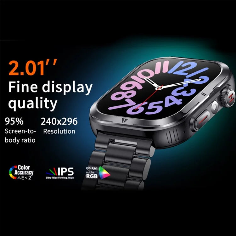 MK86 2.01-inch Square Screen Bluetooth Call Smart Watch Health Monitoring Waterproof Sports Watch with LED Light