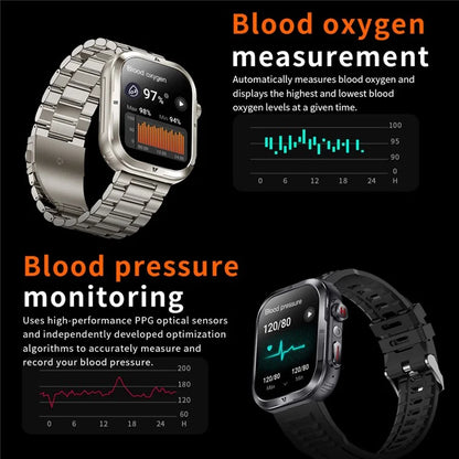 MK86 2.01-inch Square Screen Bluetooth Call Smart Watch Health Monitoring Waterproof Sports Watch with LED Light