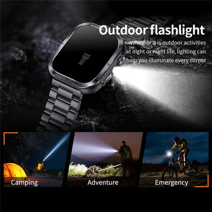 MK86 2.01-inch Square Screen Bluetooth Call Smart Watch Health Monitoring Waterproof Sports Watch with LED Light