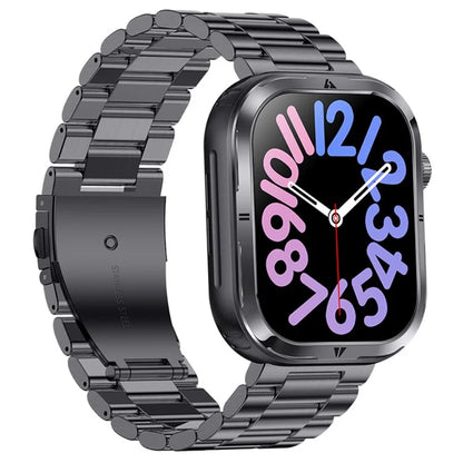 MK86 2.01-inch Screen Bluetooth Call Smart Watch Health Monitoring Flashlight Sports Watch, Silicone + Steel Strap