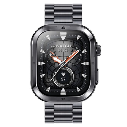 MK86 2.01-inch Screen Bluetooth Call Smart Watch Health Monitoring Flashlight Sports Watch, Silicone + Steel Strap