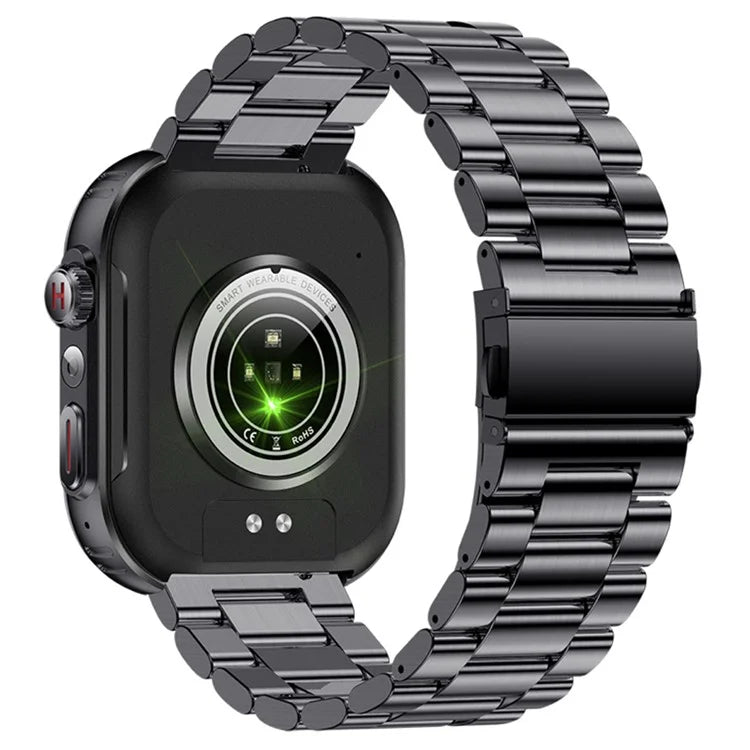 MK86 2.01-inch Screen Bluetooth Call Smart Watch Health Monitoring Flashlight Sports Watch, Silicone + Steel Strap