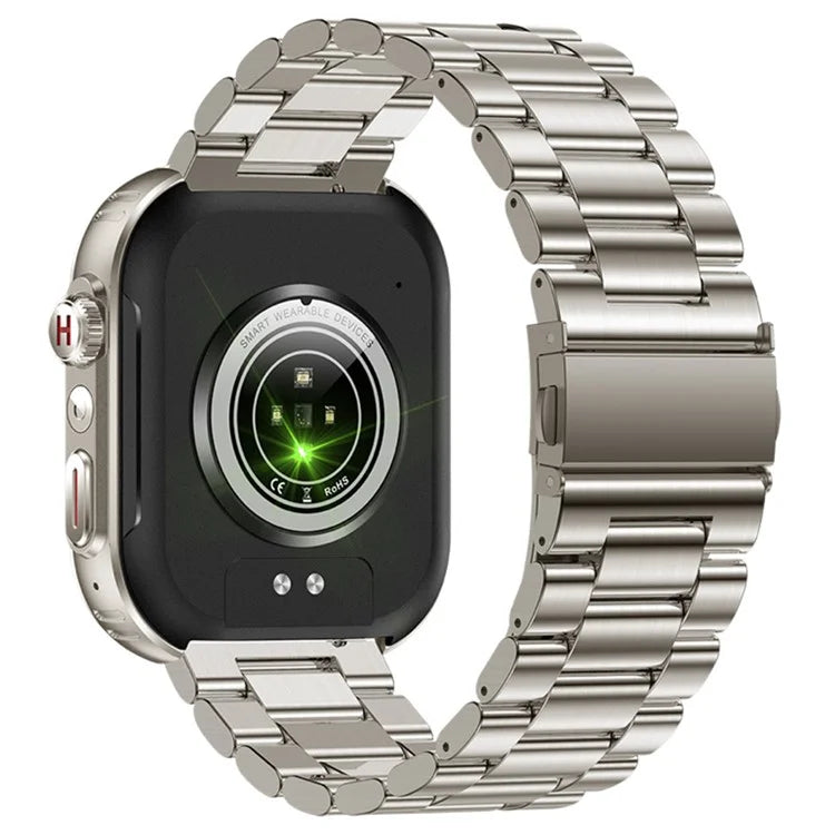 MK86 2.01-inch Screen Bluetooth Call Smart Watch Health Monitoring Flashlight Sports Watch, Silicone + Steel Strap