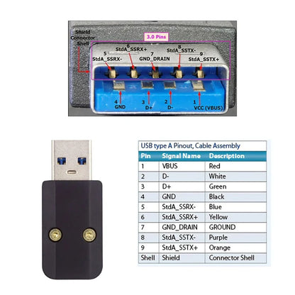 CN-024-MA Solder Type USB 3.0 Type-A Male Plug Connector with Aluminum Alloy Shell for 6.0mm Cable