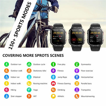 F407 Outdoor Waterproof Rugged Smart Watch Blood Sugar Heart Rate Monitor with Silicone Strap