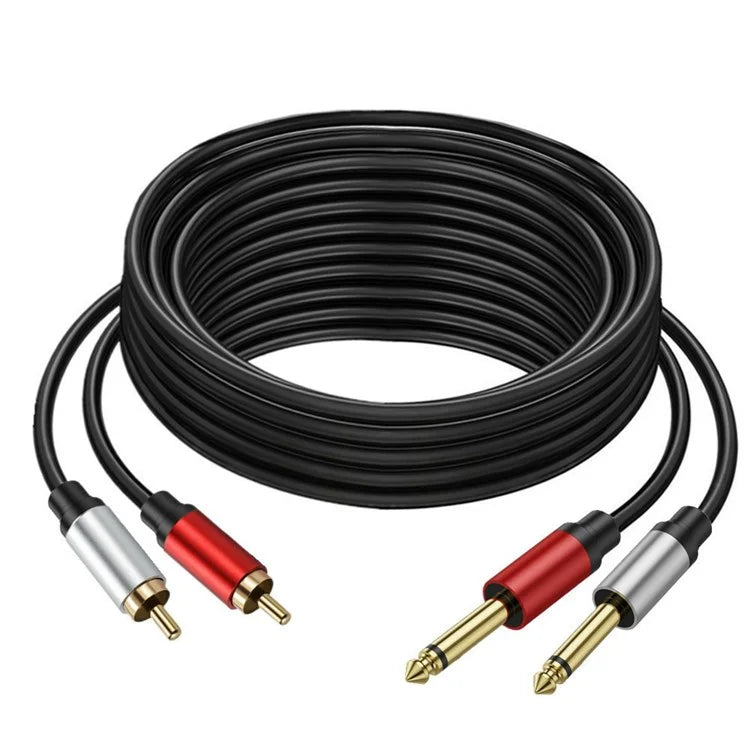 5m Dual 1 / 4 inch TS to Dual RCA Stereo Audio Cable 2x 6.35mm TS to RCA Male Adapter Wire