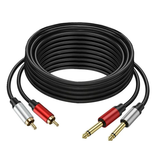 5m Dual 1 / 4 inch TS to Dual RCA Stereo Audio Cable 2x 6.35mm TS to RCA Male Adapter Wire