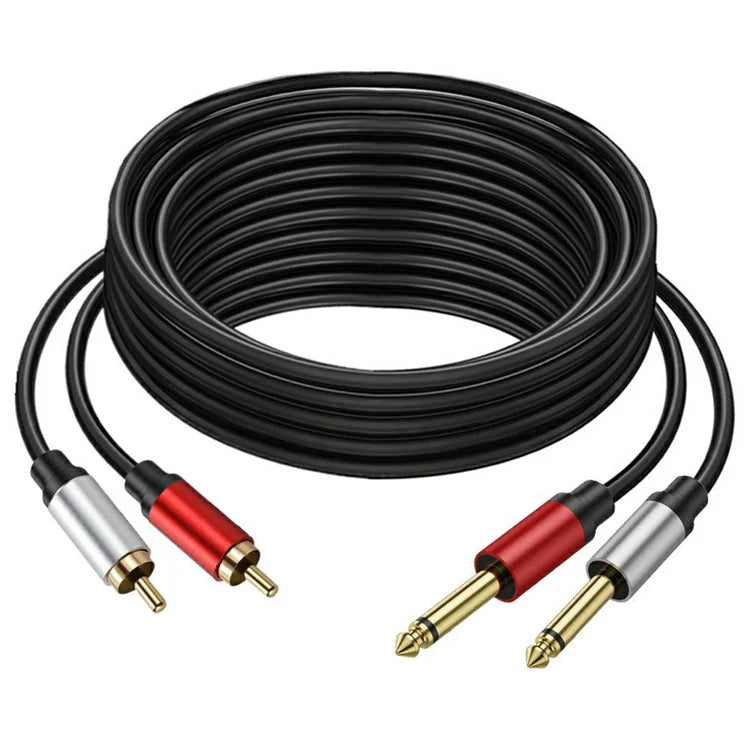 3m Dual 1 / 4 inch TS to Dual RCA Stereo Audio Cable 2x 6.35mm TS to RCA Male Adapter Wire