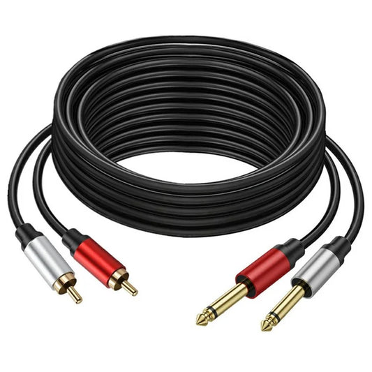 3m Dual 1 / 4 inch TS to Dual RCA Stereo Audio Cable 2x 6.35mm TS to RCA Male Adapter Wire